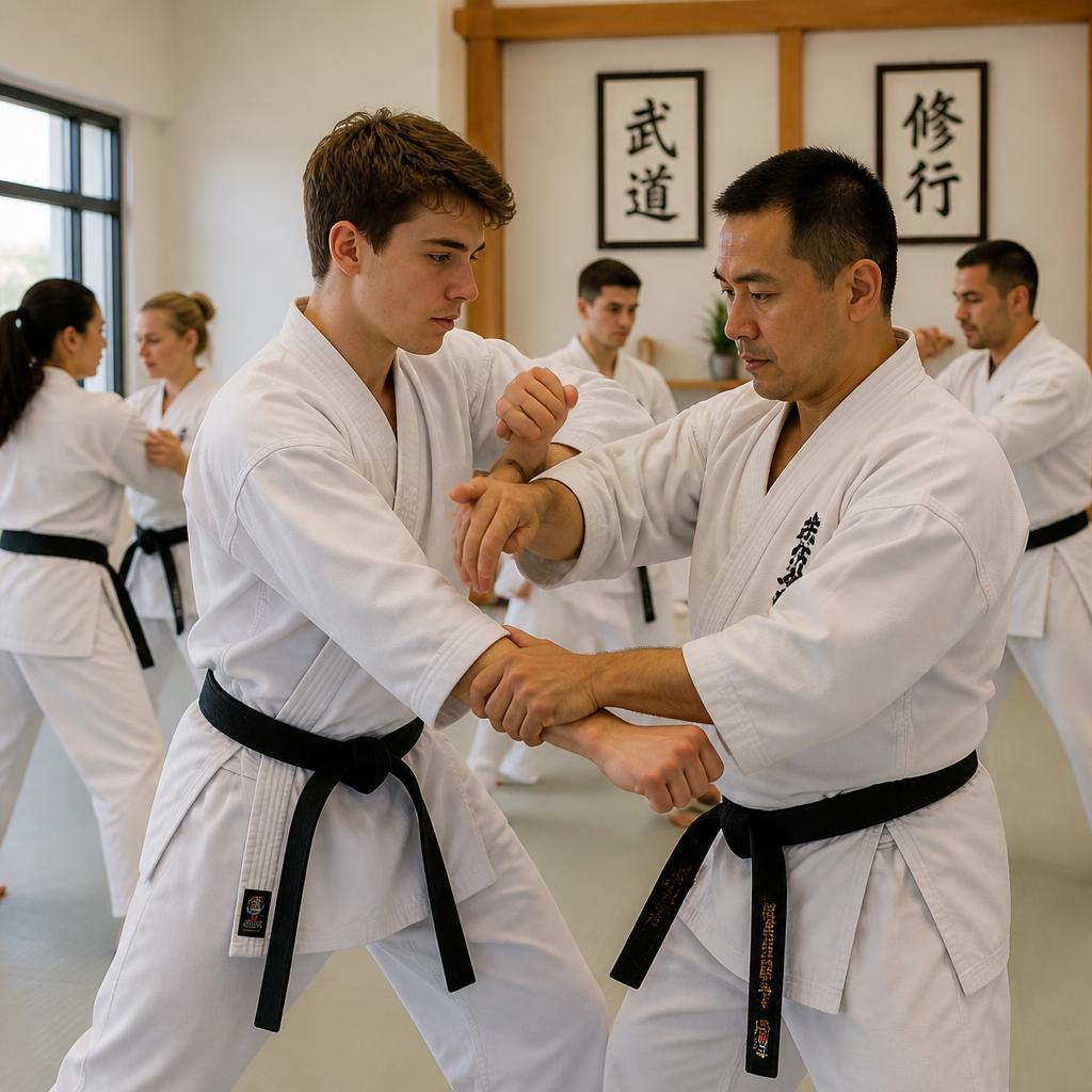 Instructor encouraging a young student